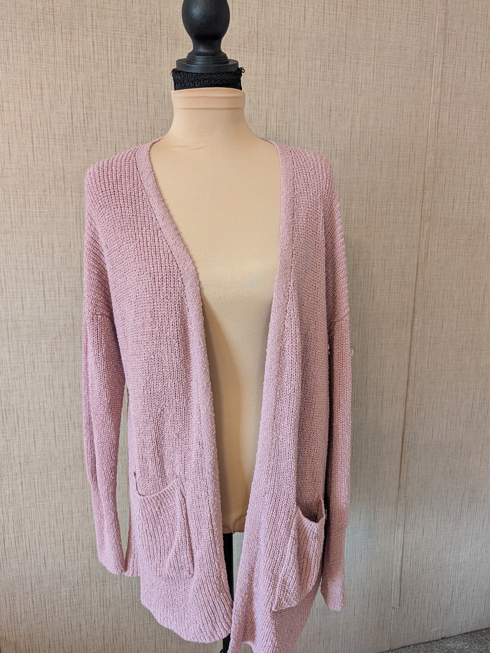 Rachel Zoe Dusty Pink Open-Front Knit Cardigan